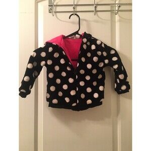 Disney Minnie Mouse Toddler Girls Polka Dot Full Zip Fleece Hoodie Jacket Sz 2T